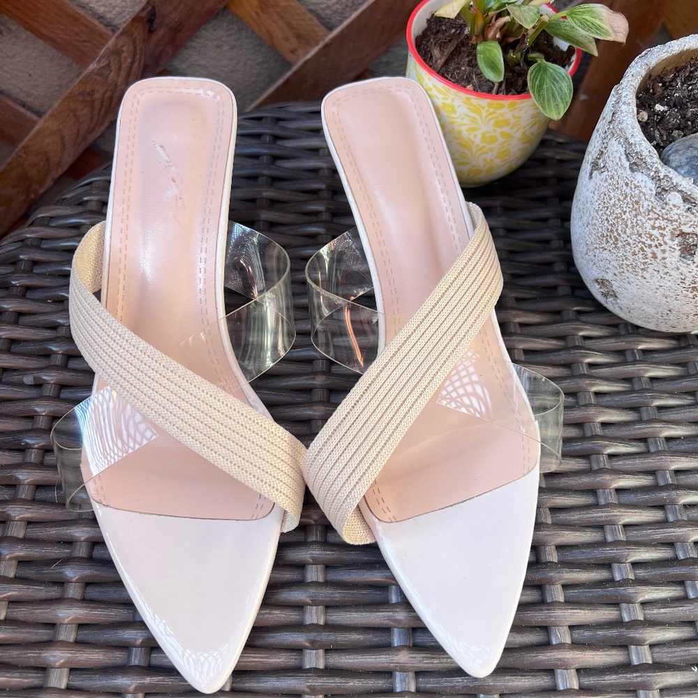 Nude cute heel sandals
